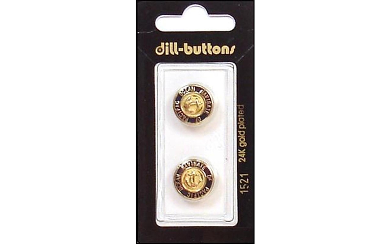 Dill Buttons 15mm 2pc Shank Enamel Navy/Gold